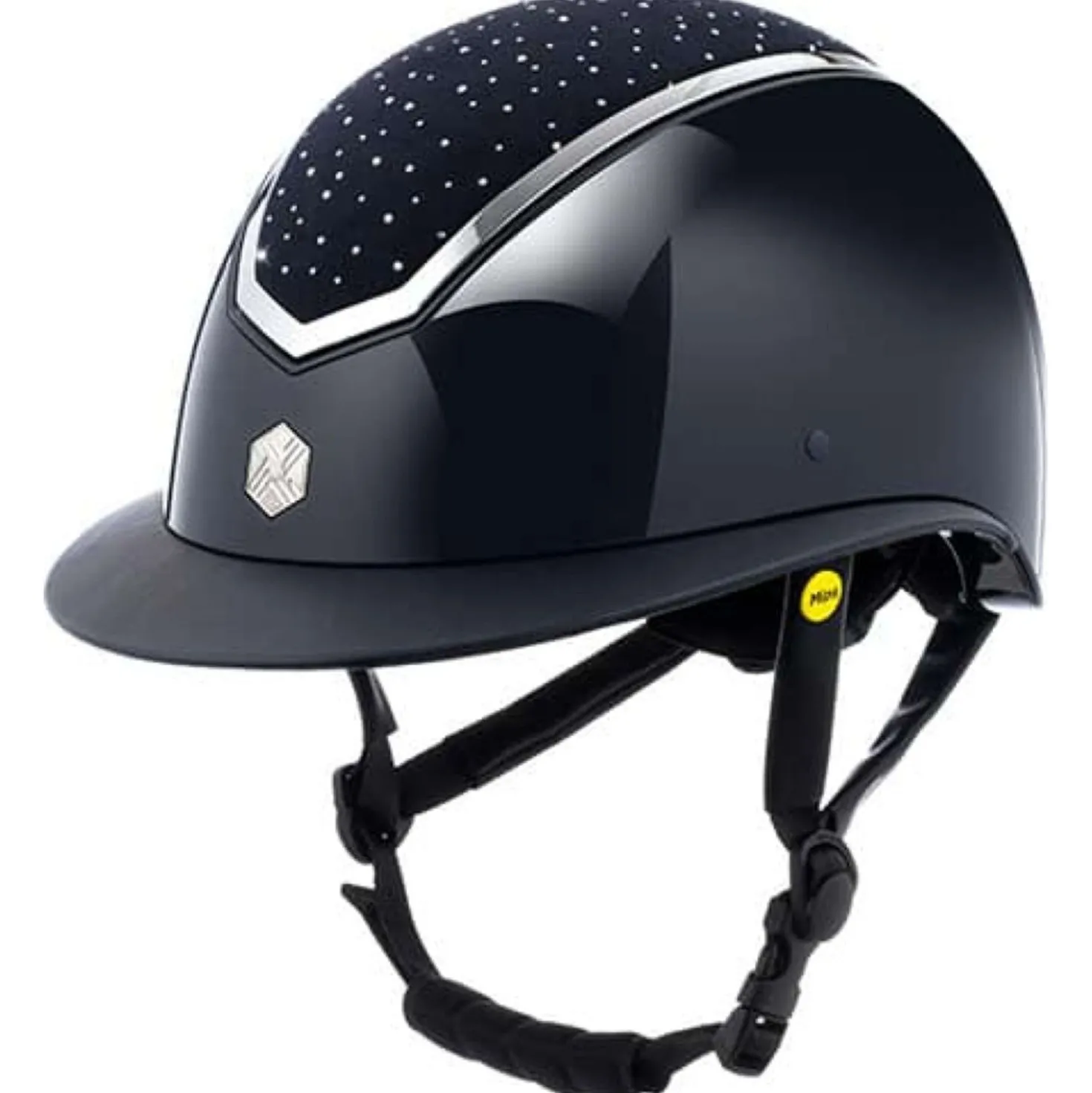 Charles Owen Cap Kylo Crystal Wide Peak MIPS Navy Gloss/Silver