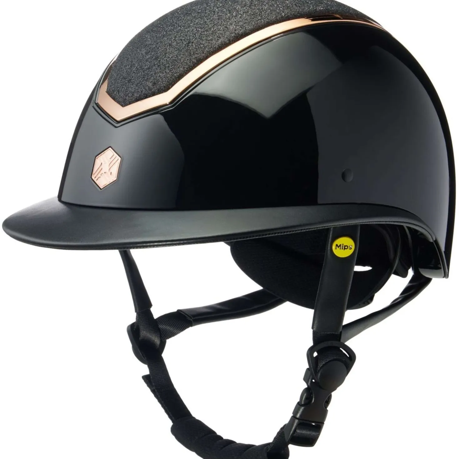 Charles Owen Cap Kylo Sparkly Wide Peak MIPS Black Gloss/Rose Gold