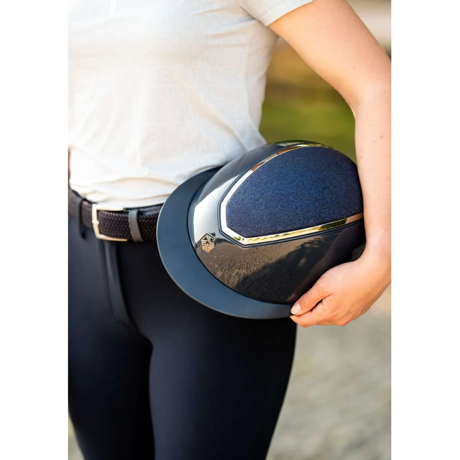 Charles Owen Cap Kylo Sparkly Wide Peak Navy Gloss/Pewter