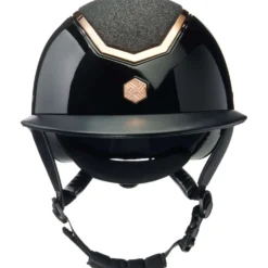Charles Owen Cap Kylo Sparkly Wide Peak Black Gloss/Rose Gold