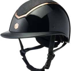 Charles Owen Cap Kylo Sparkly Wide Peak Black Gloss/Rose Gold
