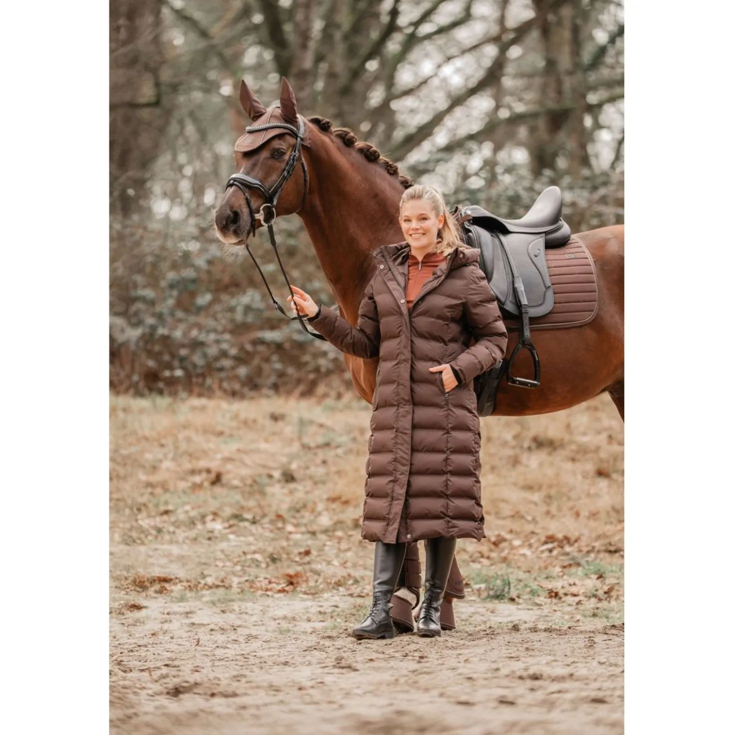 EQPRO Lange Pufferjas Eloise Chocolade
