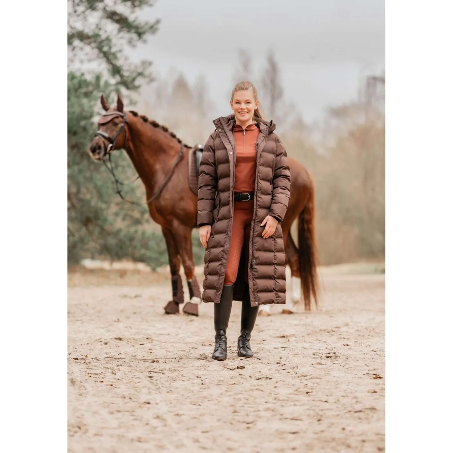 EQPRO Lange Pufferjas Eloise Chocolade
