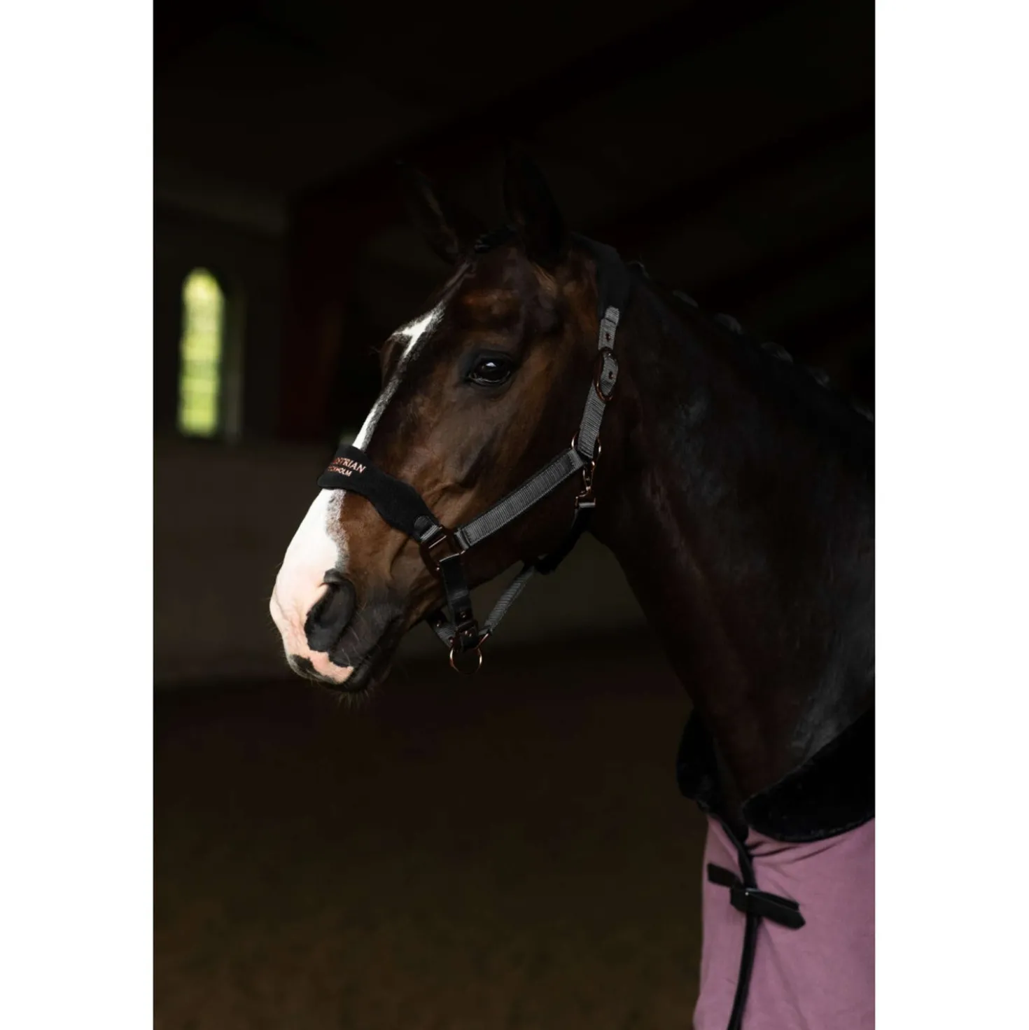 Equestrian Stockholm Halster Anatomic Fleece Zwart/Blush