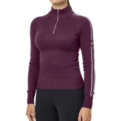 Equestrian Stockholm Knitted Zip Top Mauve Wine