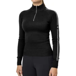 Equestrian Stockholm Knitted Zip Top Zwart