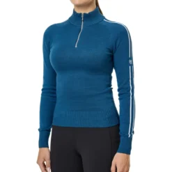 Equestrian Stockholm Knitted Zip Top Blue Meadow