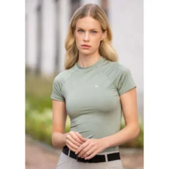 Equestrian Stockholm Shirt Dynamic Short Sleeve Pistachio White