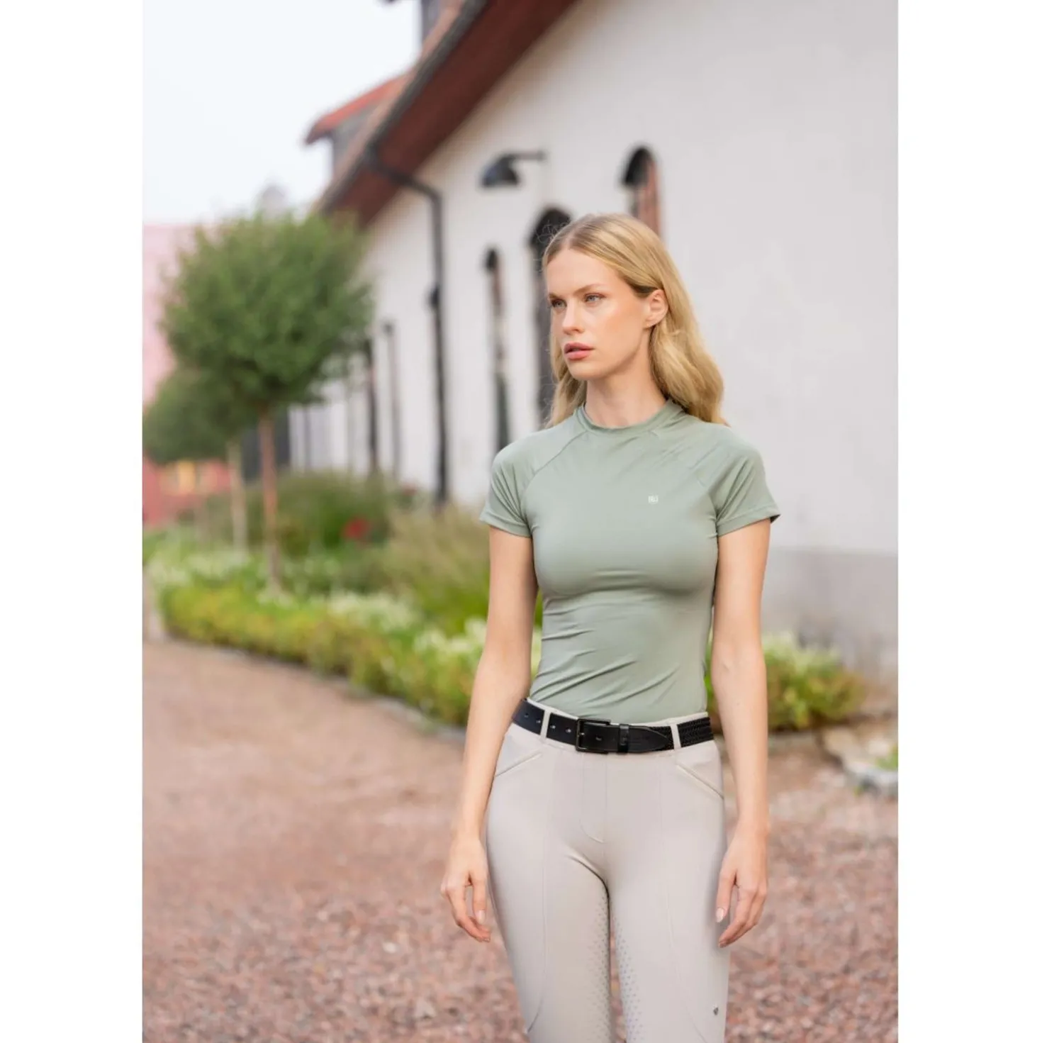 Equestrian Stockholm Shirt Dynamic Short Sleeve Pistachio White