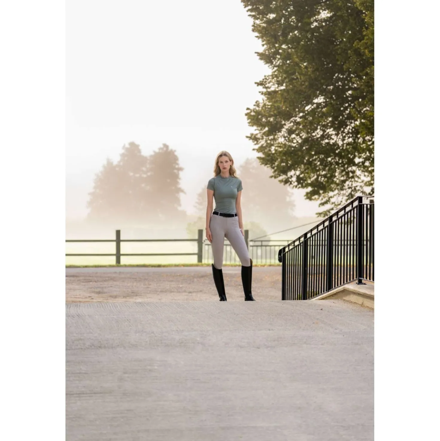 Equestrian Stockholm Shirt Dynamic Short Sleeve Pistachio White