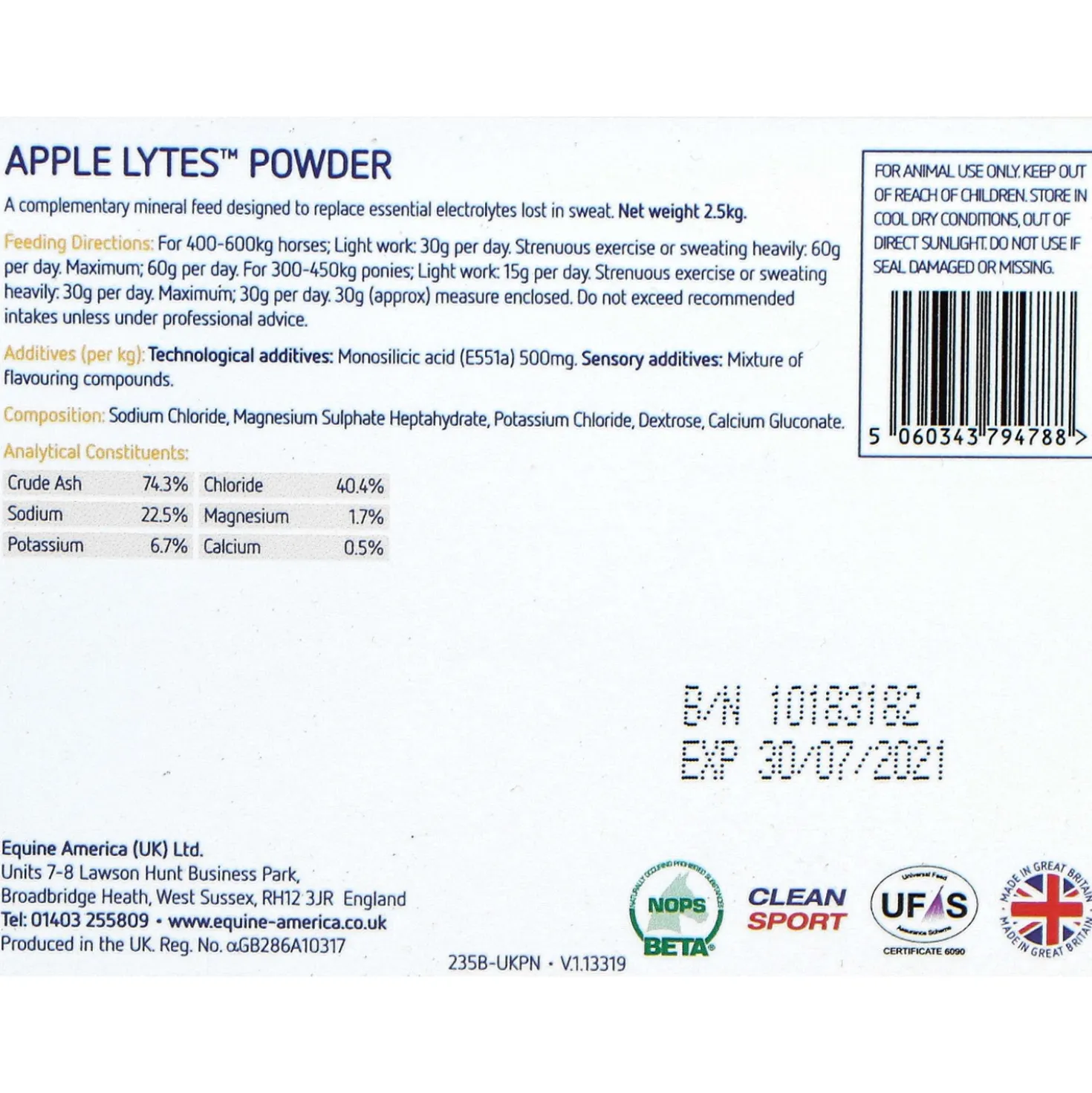 Equine America Apple Lytes Elektrolyten