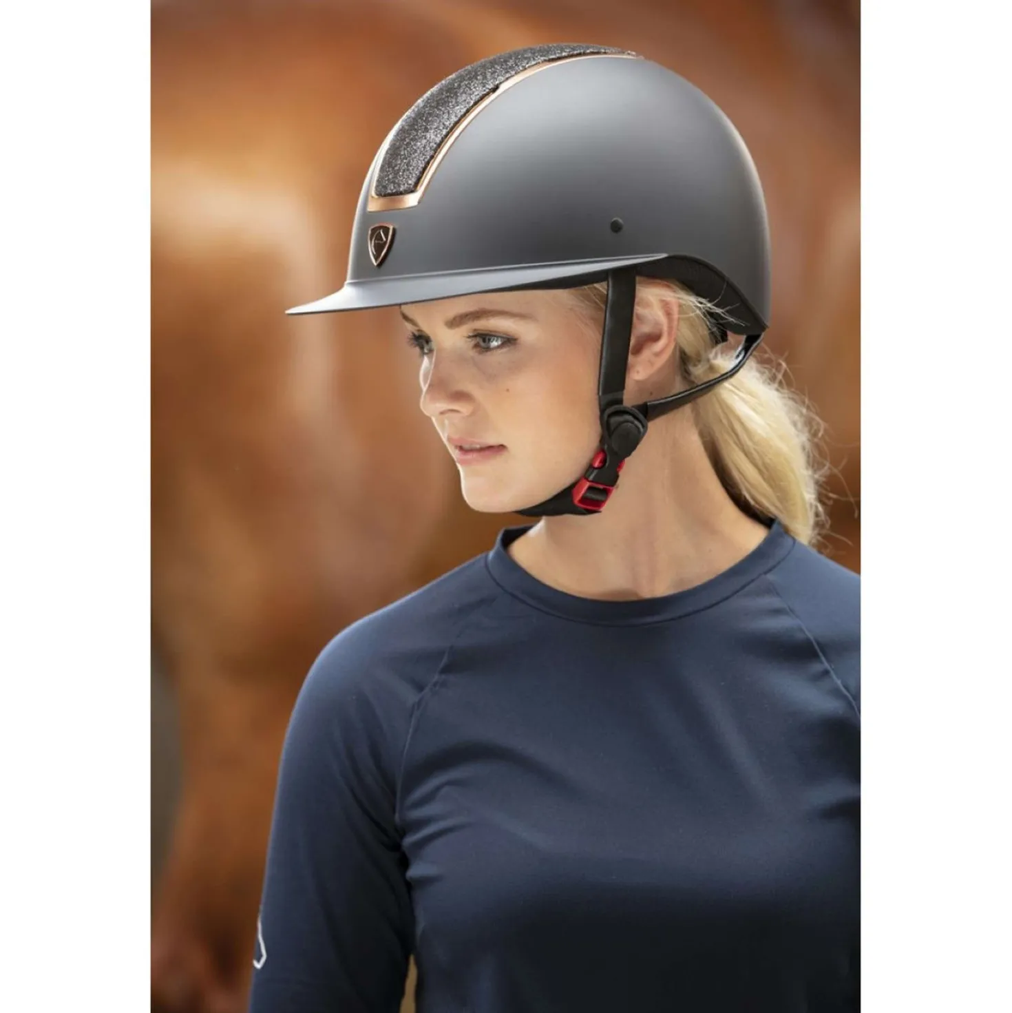 EQUITHÈME Cap Glint Mat Zwart/Roségoud