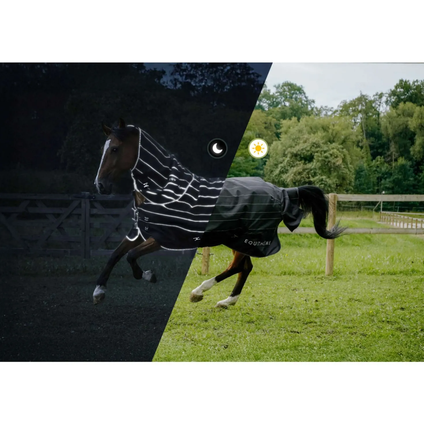 EQUITHÈME Regendeken TYREX Lumin 600D 0g Zwart