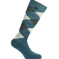 EQUITHÈME Sokken Argyle Ecru/Blauw