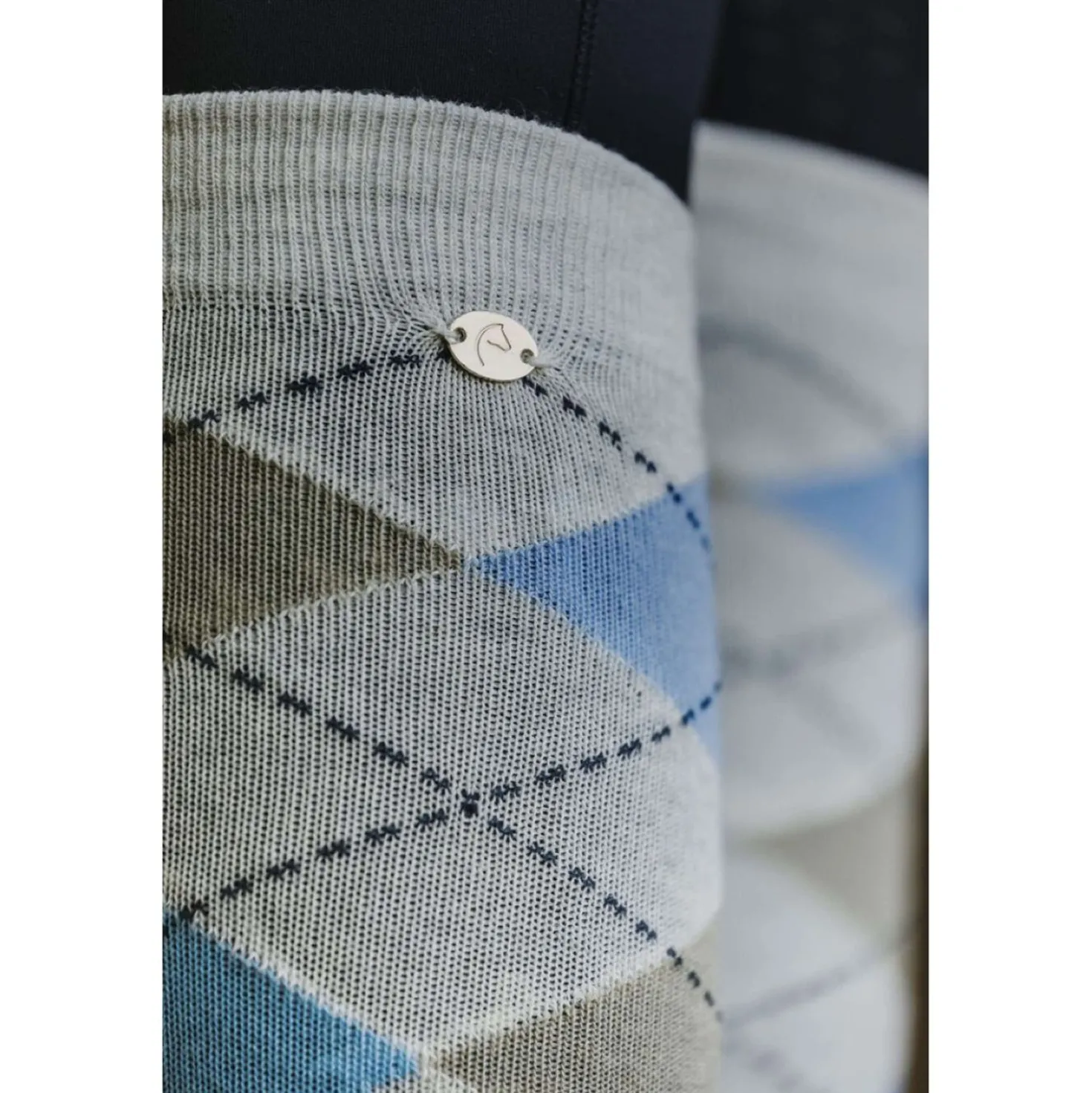 EQUITHÈME Sokken Argyle Lichtgrijs/Hemelsblauw