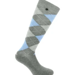 EQUITHÈME Sokken Argyle Lichtgrijs/Hemelsblauw