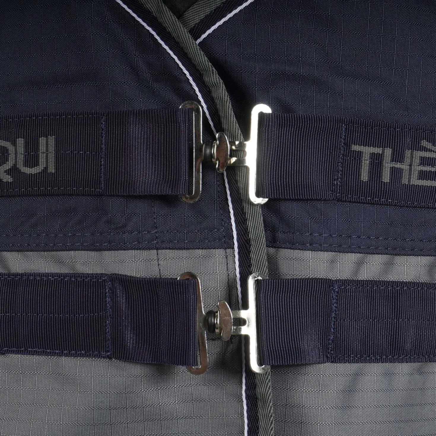 EQUITHÈME Turnout Rug Tyrex High Neck 600D 300g Navy/Grijs Dots