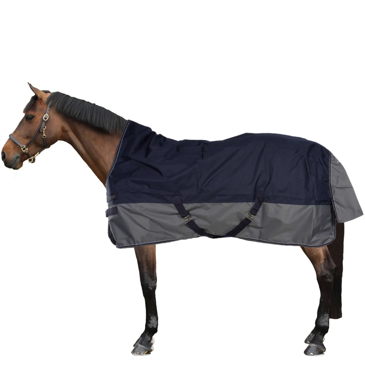 EQUITHÈME Turnout Rug Tyrex High Neck 600D 150g Navy/Grijs Dots