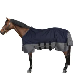 EQUITHÈME Turnout Rug Tyrex met Buikflap 600D 300g Navy/Grijs Dots