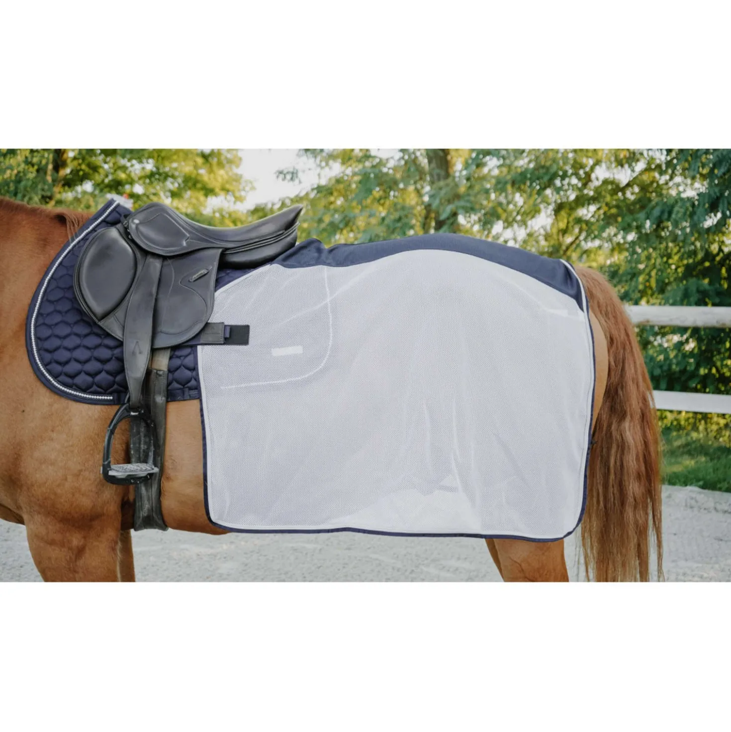 EQUITHÈME Uitrijdeken Flycool square Navy/Wit