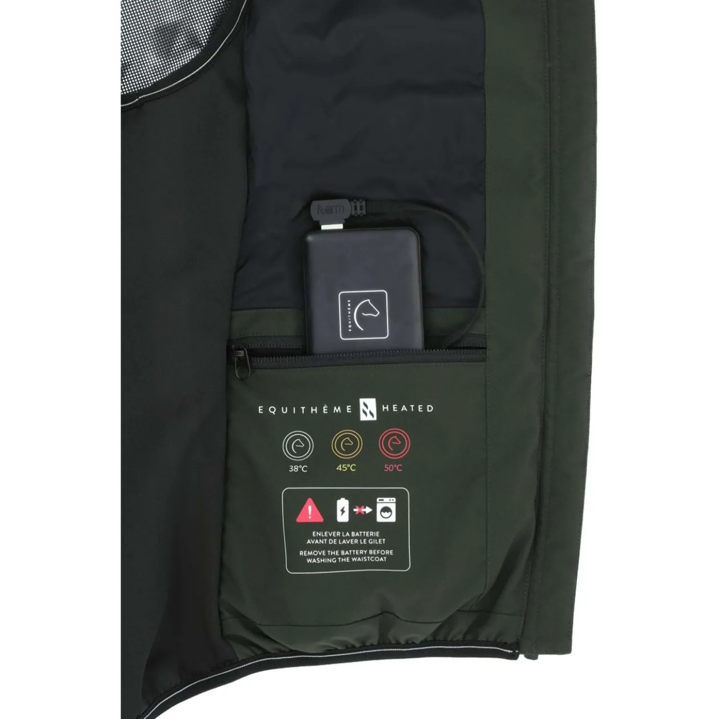 EQUITHÈME Verwarmde Bodywarmer Sasha Kaki
