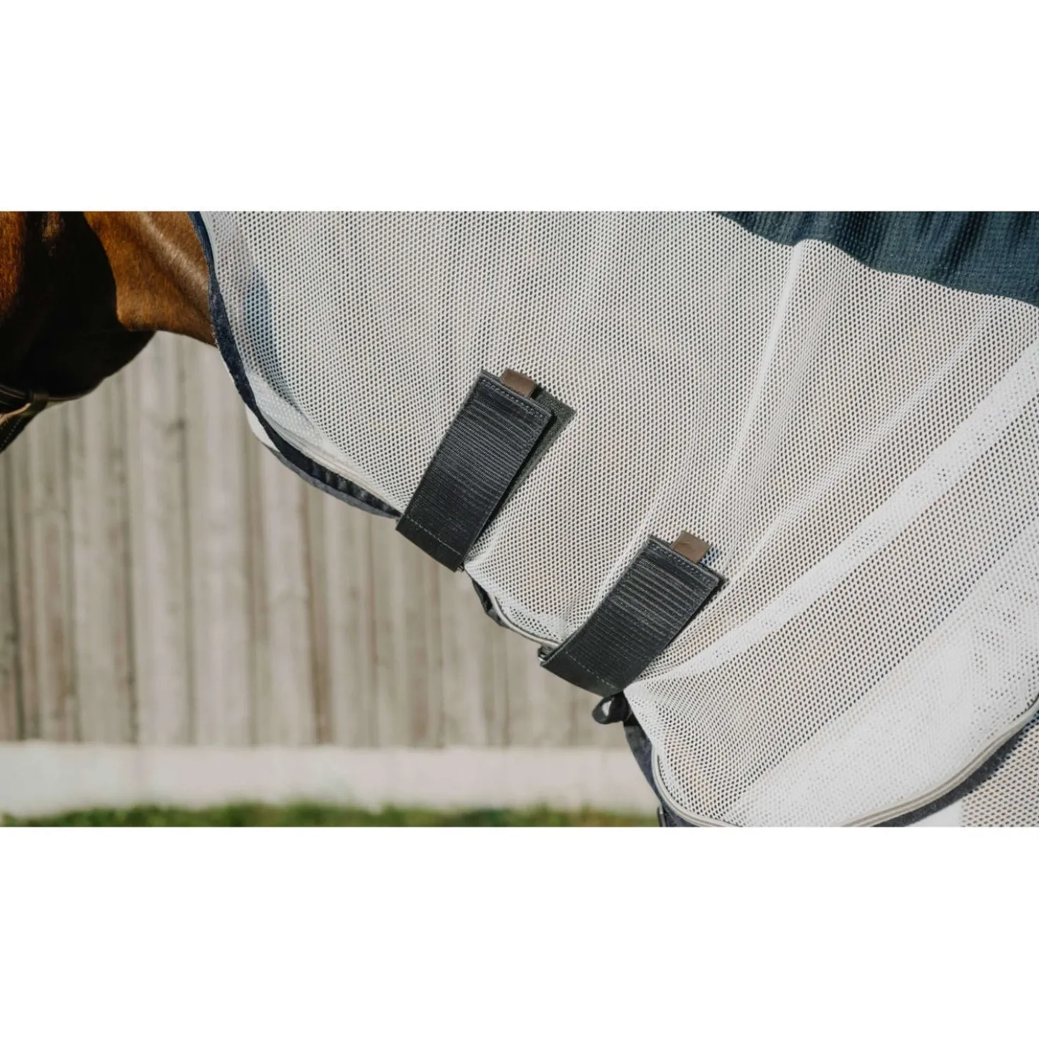 EQUITHÈME Vliegendeken Flycool Combo met Hals Navy/Wit