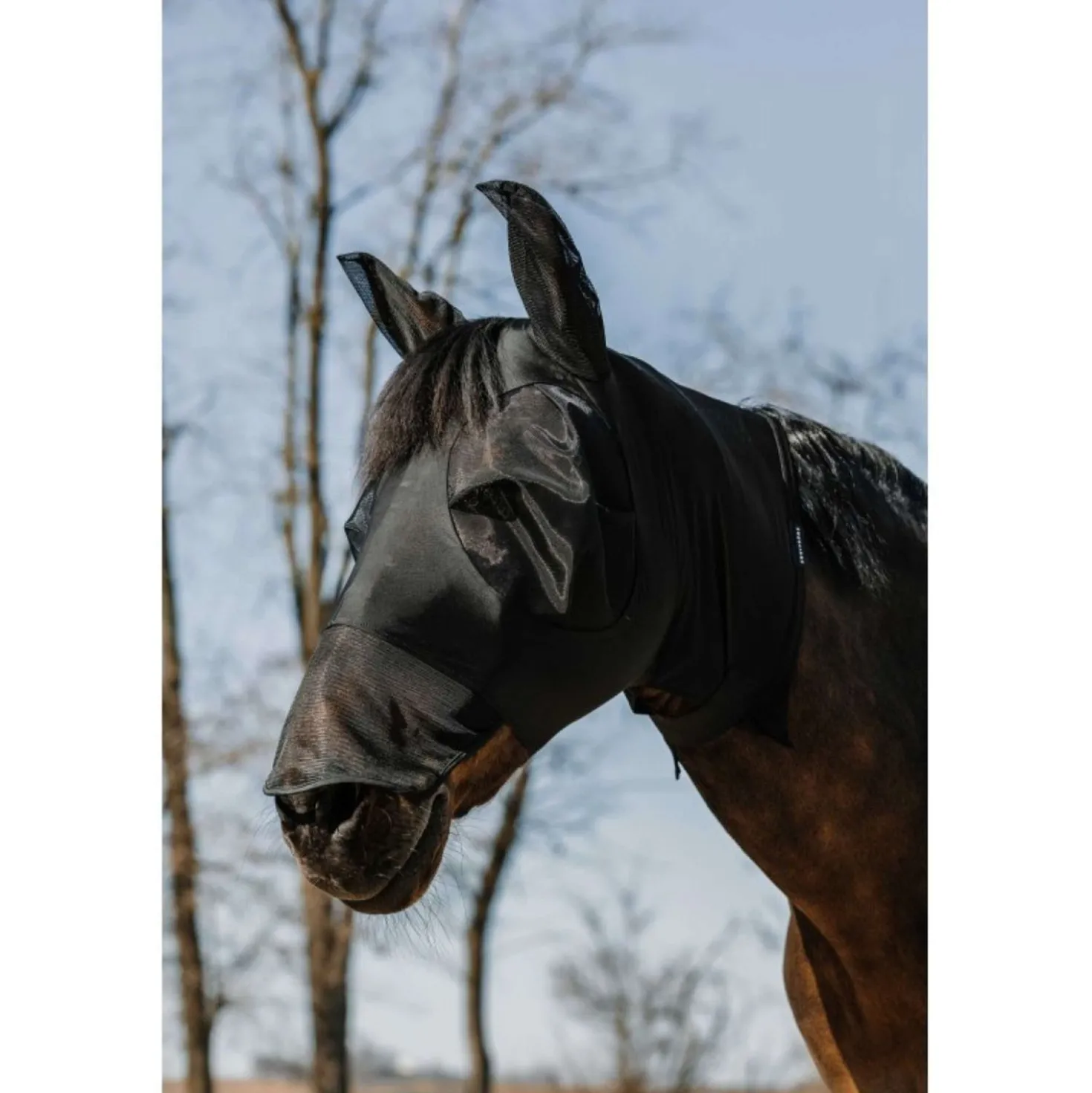 EQUITHÈME Vliegenmasker Hood met UV-Bescherming Zwart