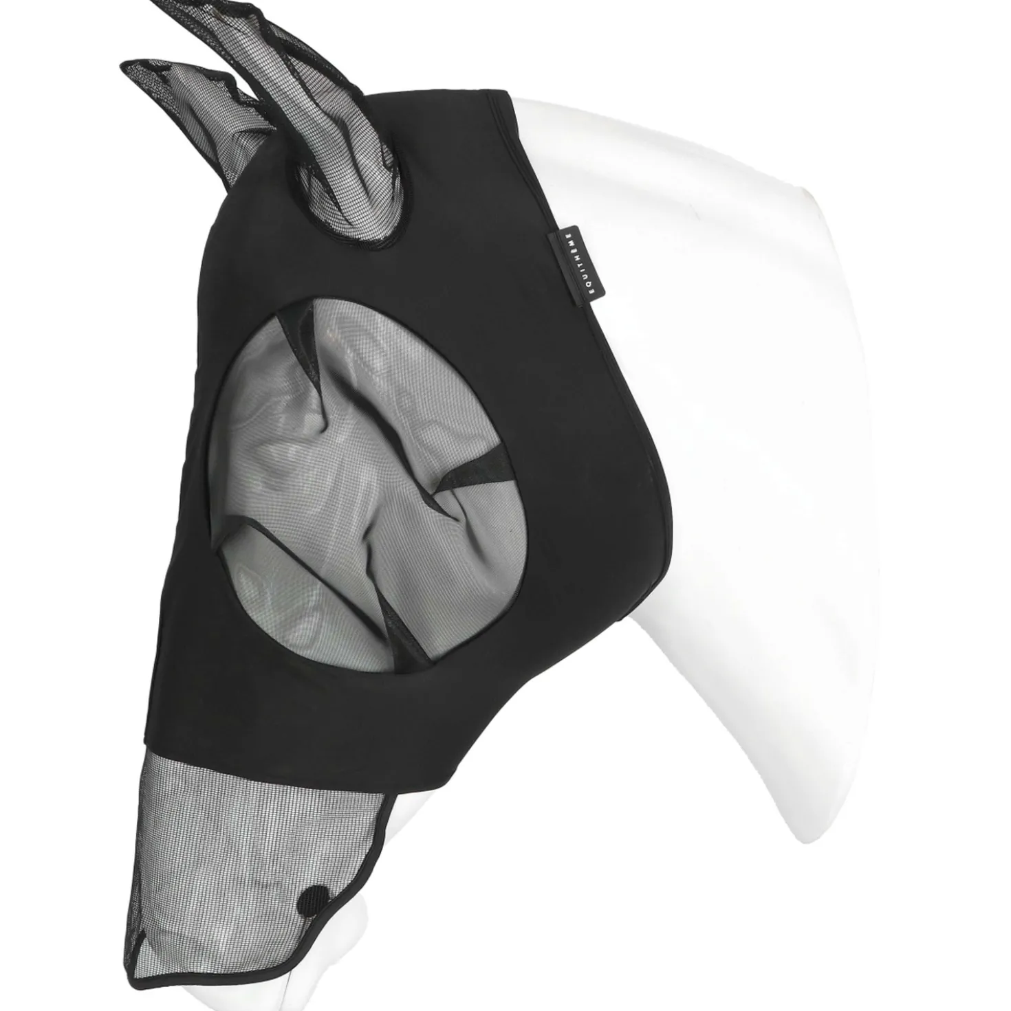 EQUITHÈME Vliegenmasker Lycra UV protection Met Neusnetje Zwart