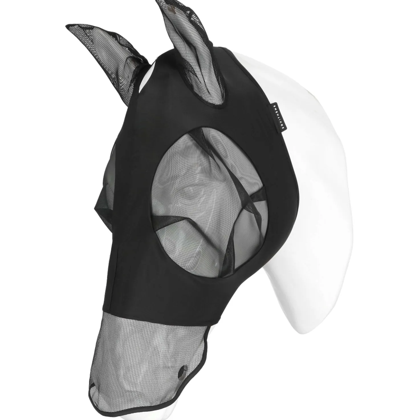 EQUITHÈME Vliegenmasker Lycra UV protection Met Neusnetje Zwart