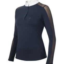 EQUITHÈME Wedstrijdshirt Pekin Lange Mouwen Marineblauw