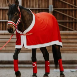 EQUITHÈME Zweetdeken Kerst Fleece Rood