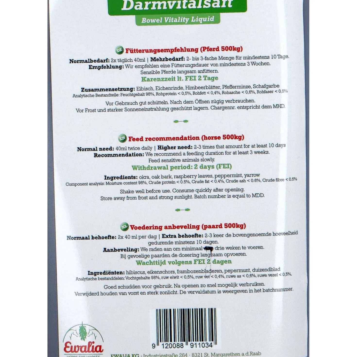 Ewalia Bowel Vitality Liquid Paard