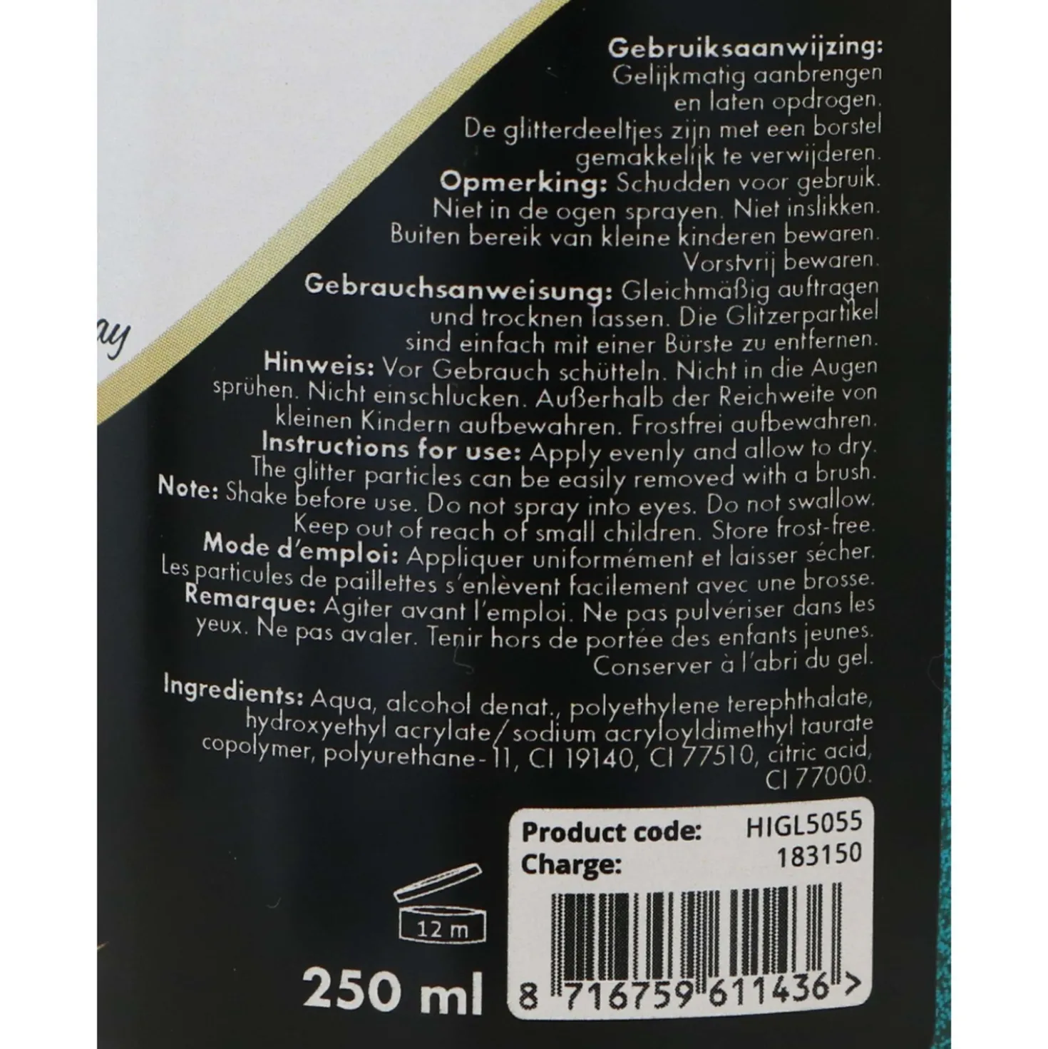 Excellent Glitter Spray Hi Gloss Turquoise