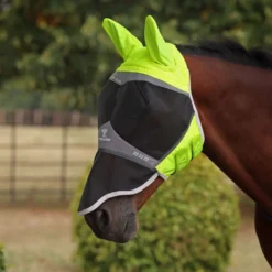 FlyGuard by Shires Vliegenmasker Pro Hi-Viz Fine Mesh met Oren en Neus Fluo Geel
