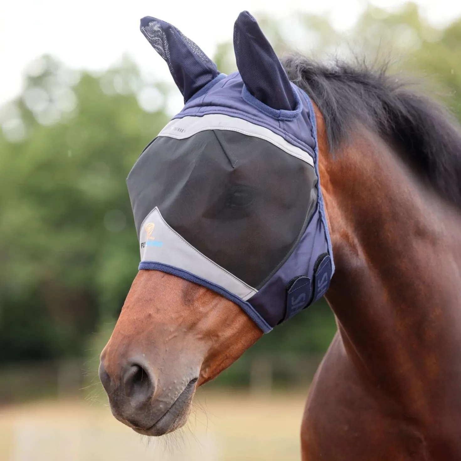FlyGuard by Shires Vliegenmasker Pro Fine Mesh met Oren Navy