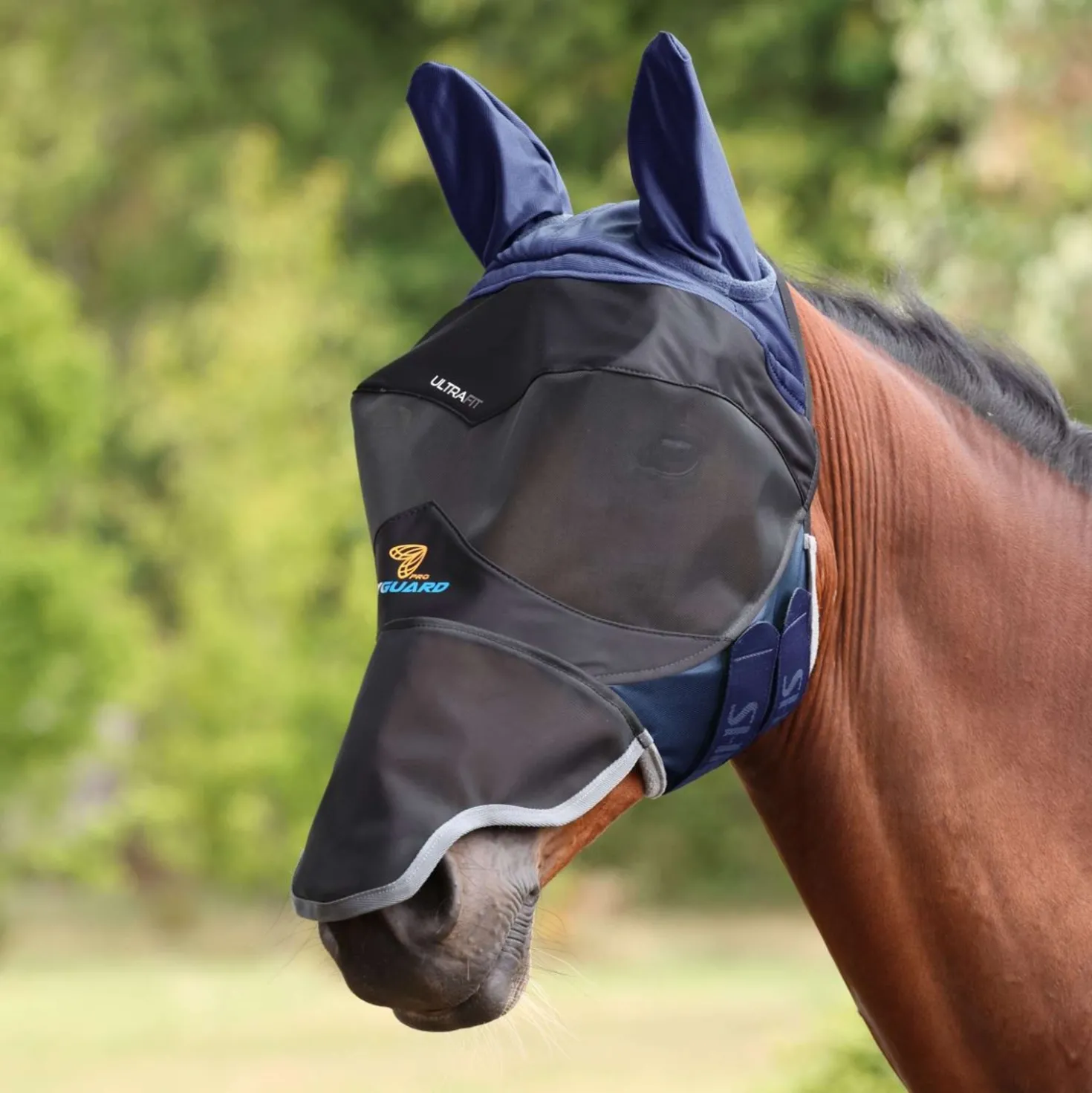 FlyGuard by Shires Vliegenmasker Pro Deluxe met Oren en Neus Navy