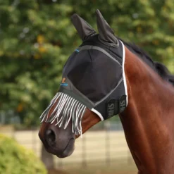 FlyGuard by Shires Vliegenmasker Pro Air Motion met Oren en Franjes Khaki