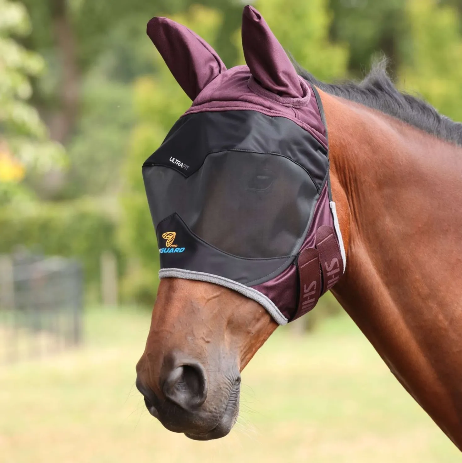FlyGuard by Shires Vliegenmasker Pro Deluxe met Oren Black Cherry