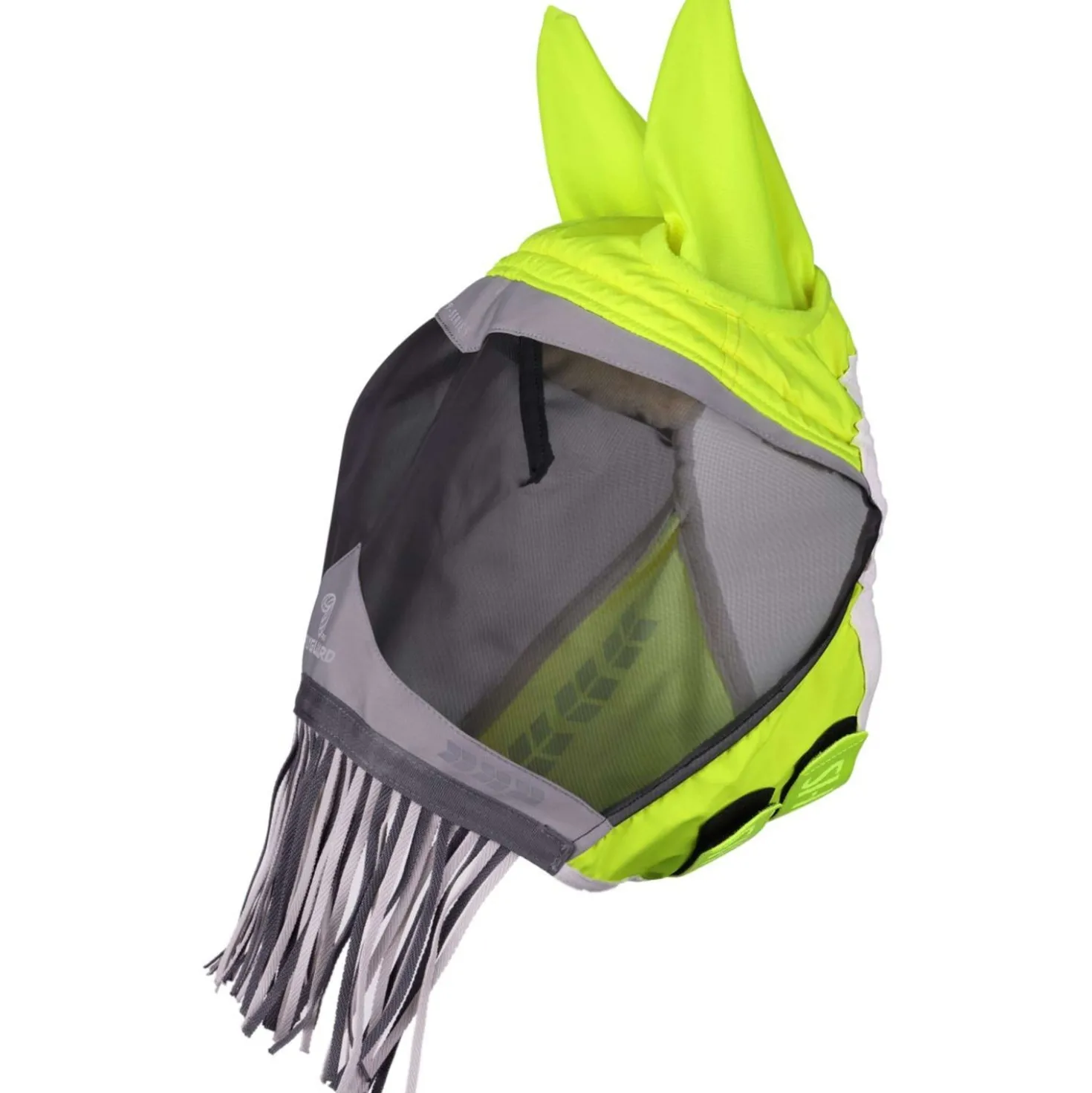 FlyGuard by Shires Vliegenmasker Pro Hi-Viz Fine Mesh met Oren en Franjes Fluo Geel