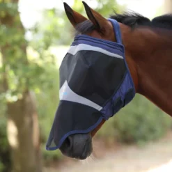 FlyGuard by Shires Vliegenmasker Pro Fine Mesh zonder Oren met Neus Navy