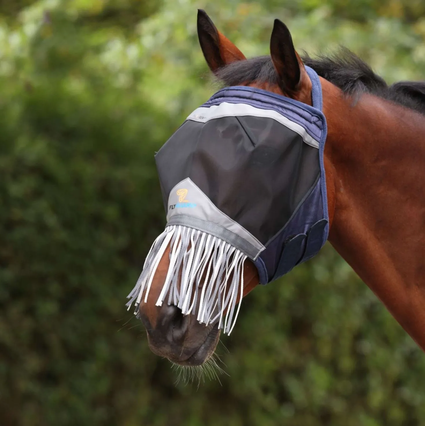 FlyGuard by Shires Vliegenmasker Pro Fine Mesh zonder Oren met Franjes Navy