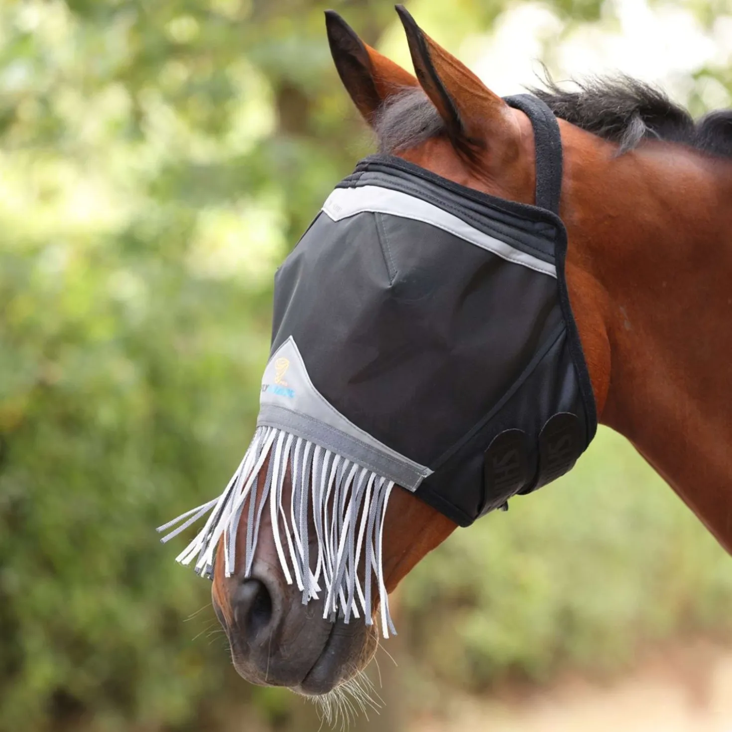 FlyGuard by Shires Vliegenmasker Pro Fine Mesh zonder Oren met Franjes Jet
