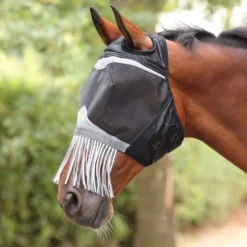 FlyGuard by Shires Vliegenmasker Pro Fine Mesh met Ooruitsparing en Neusfranje Jet