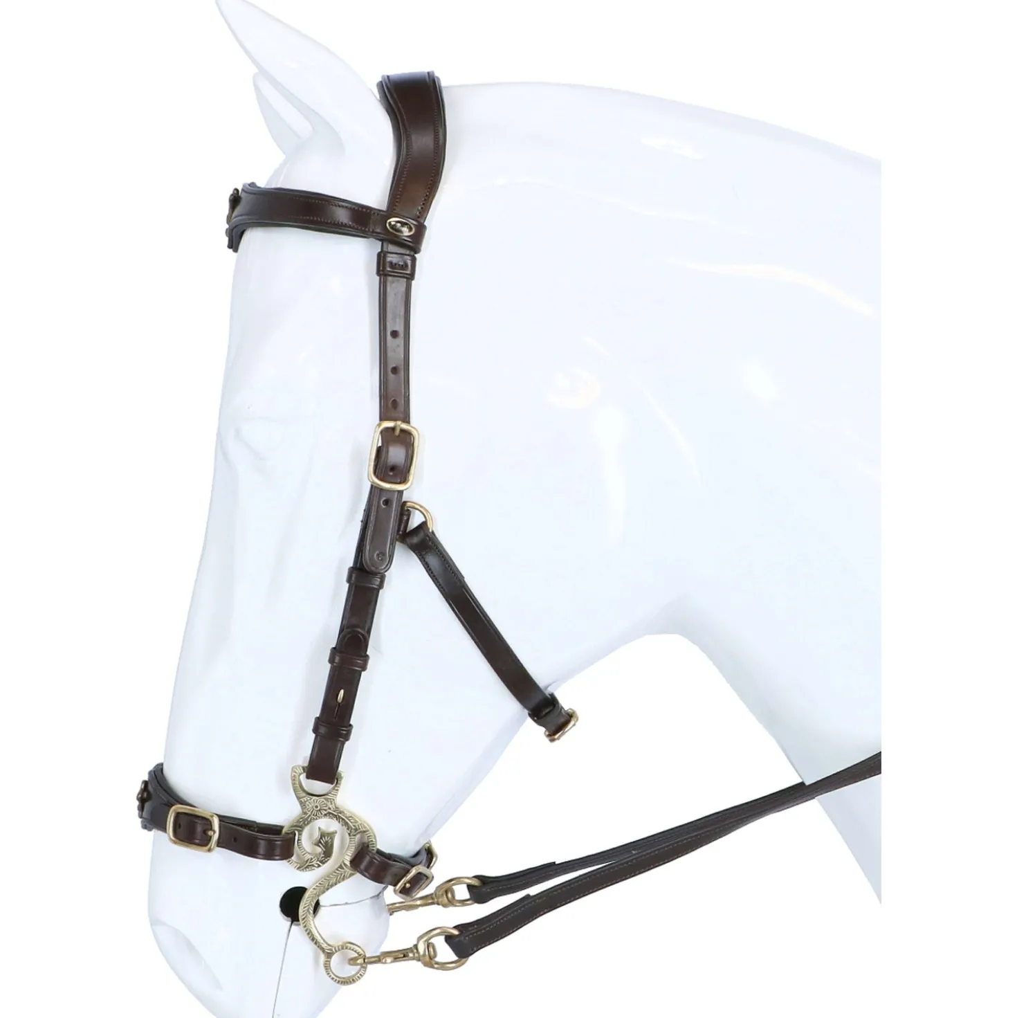 F.R.A. Hackamore Hoofdstel Imperial Softleder Teugels Havana