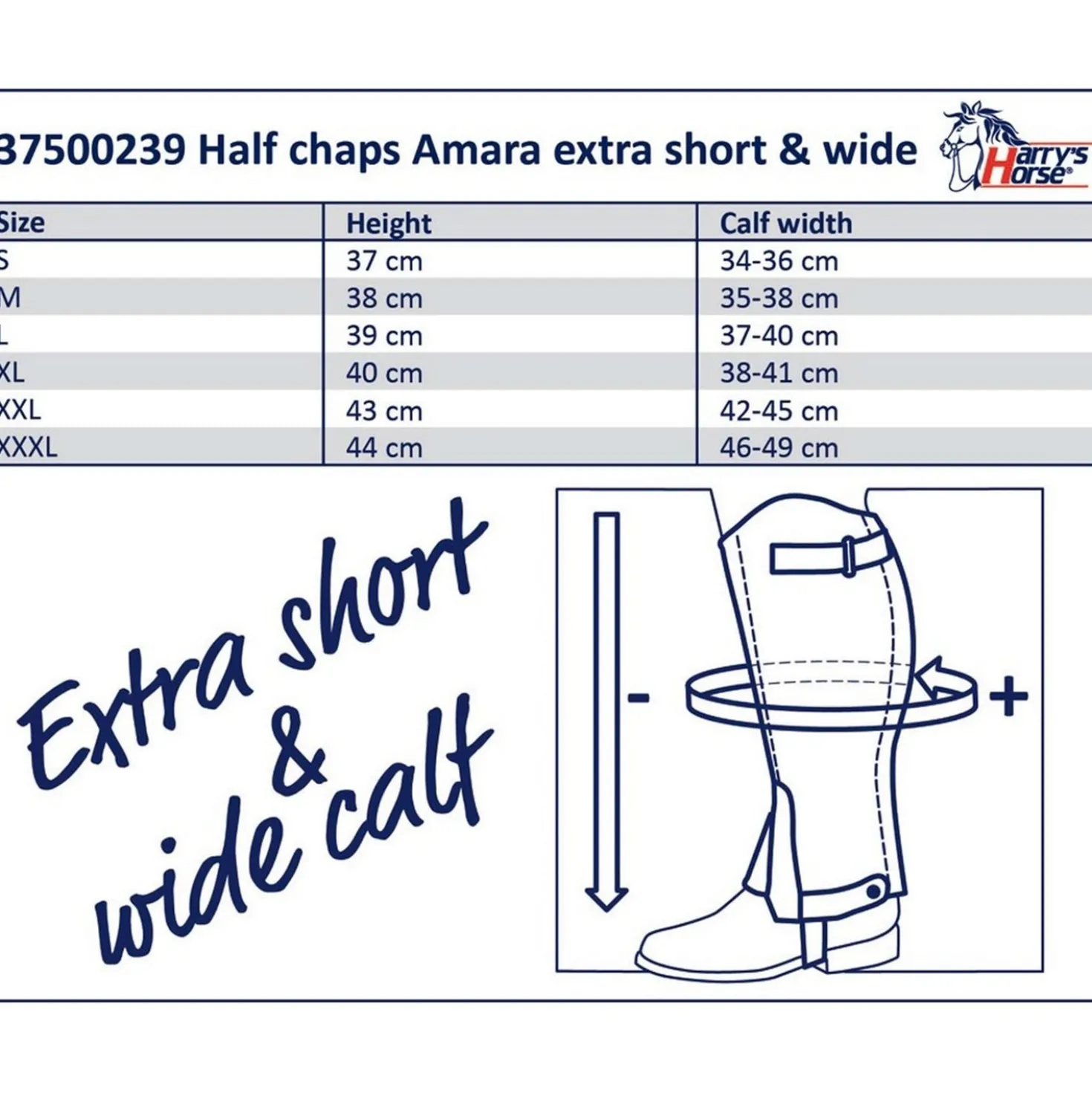 Harry's Horse Chaps Amara Short Wide Zwart