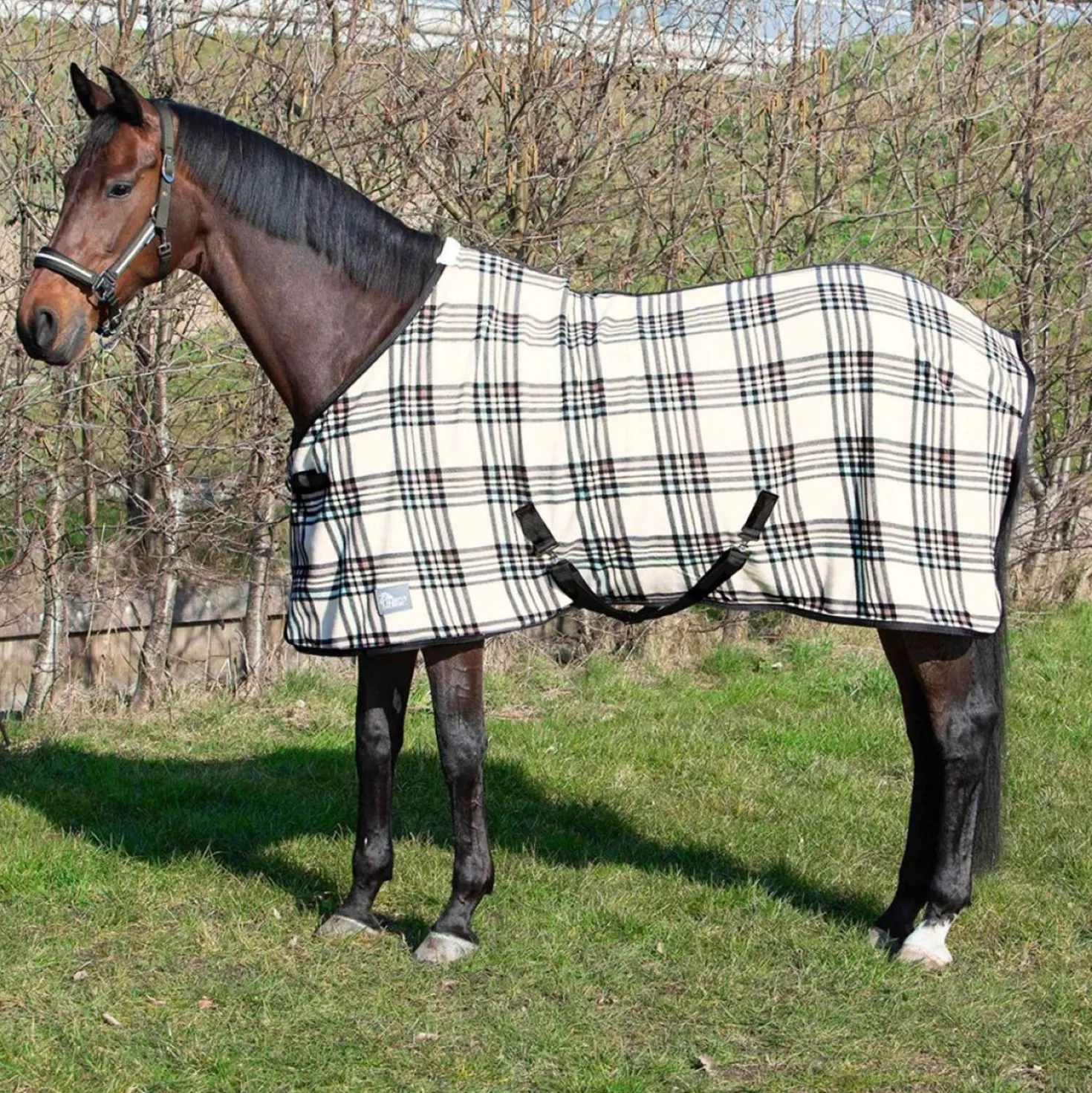 Harry's Horse Fleecedeken Check Cream