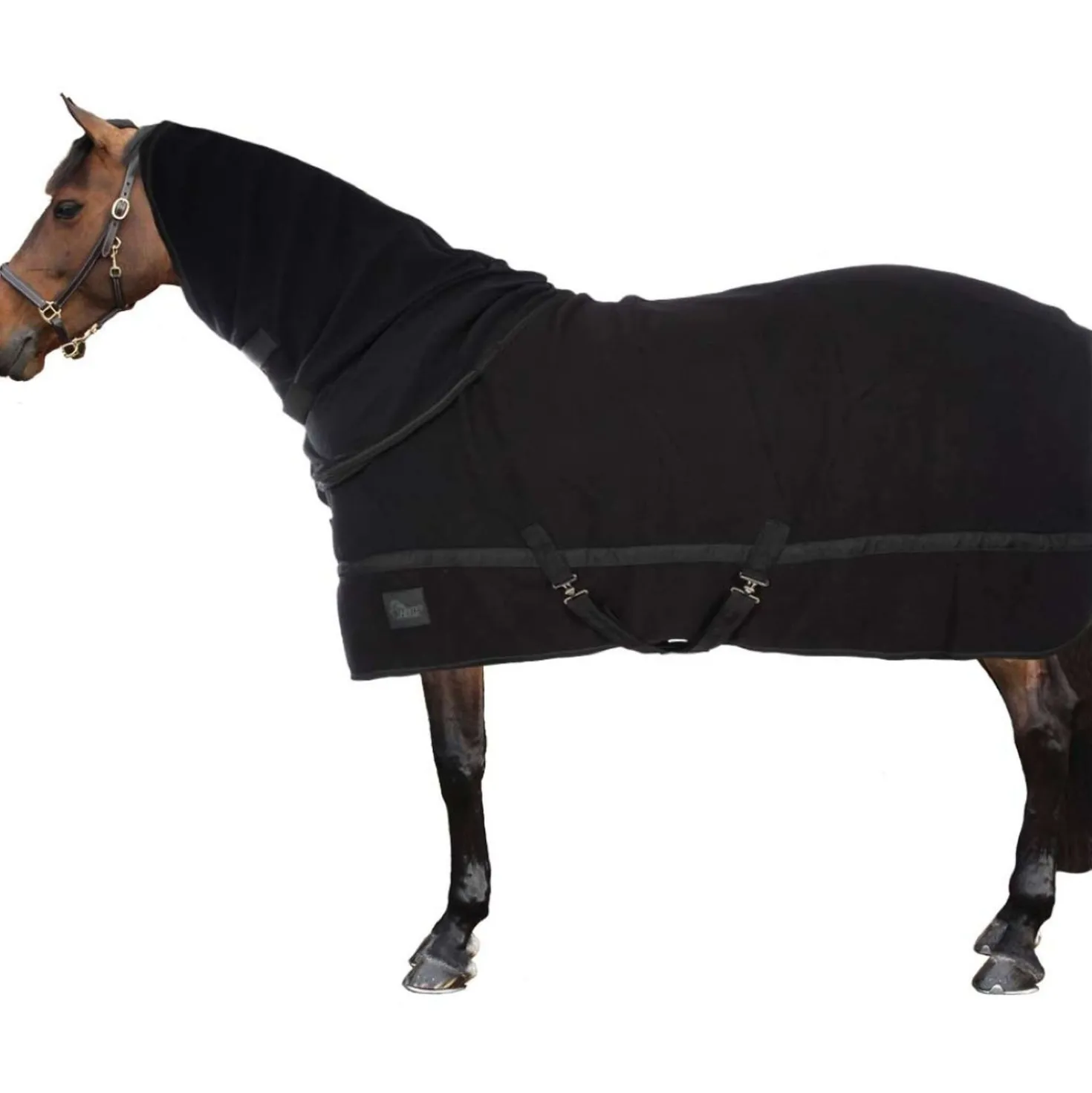 Harry's Horse Fleecedeken met Oprolbare Hals Zwart
