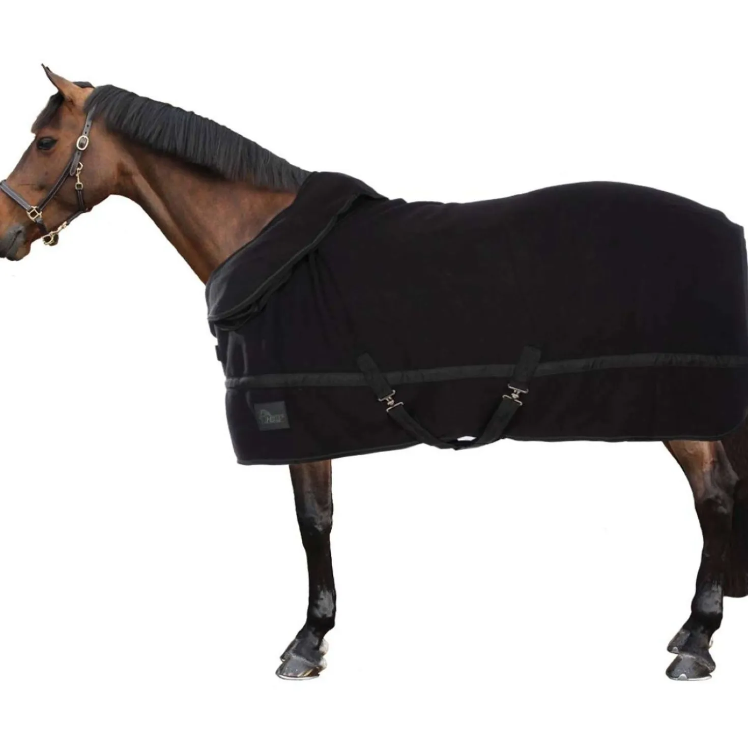Harry's Horse Fleecedeken met Oprolbare Hals Zwart