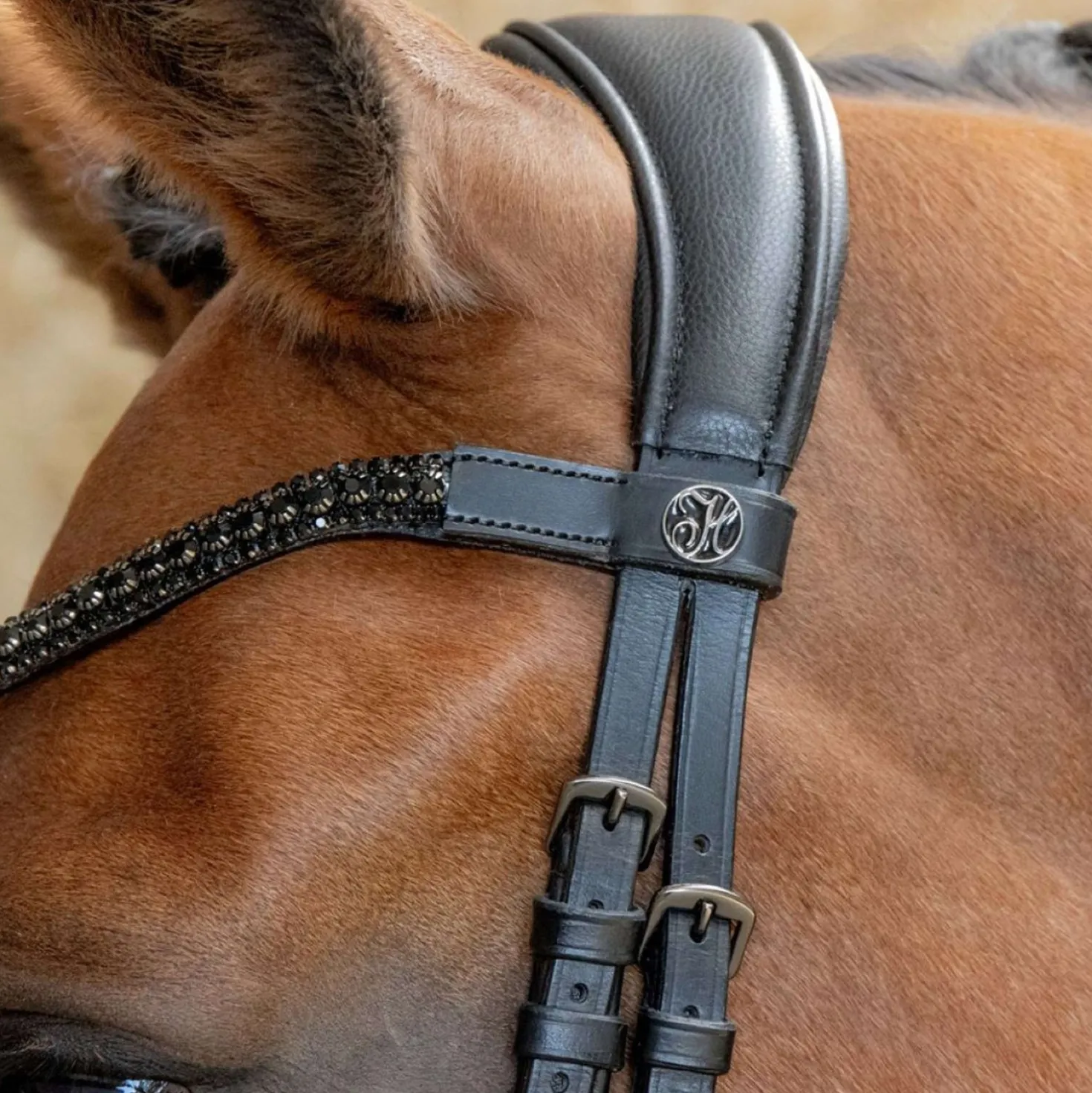 Harry's Horse Hoofdstel Anatomic Black Crystal Zwart