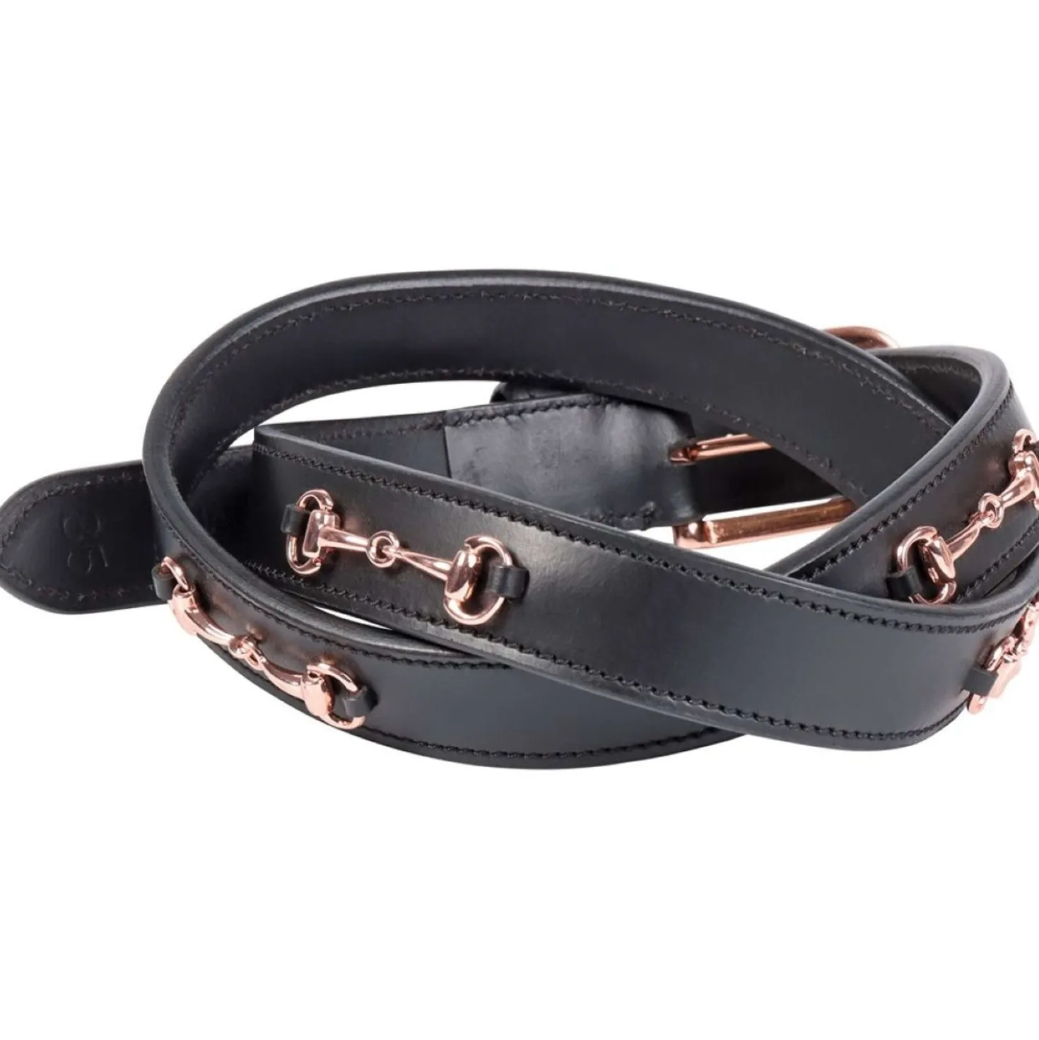 Harry's Horse Riem Bit Leer 2 Zwart/Rosegold